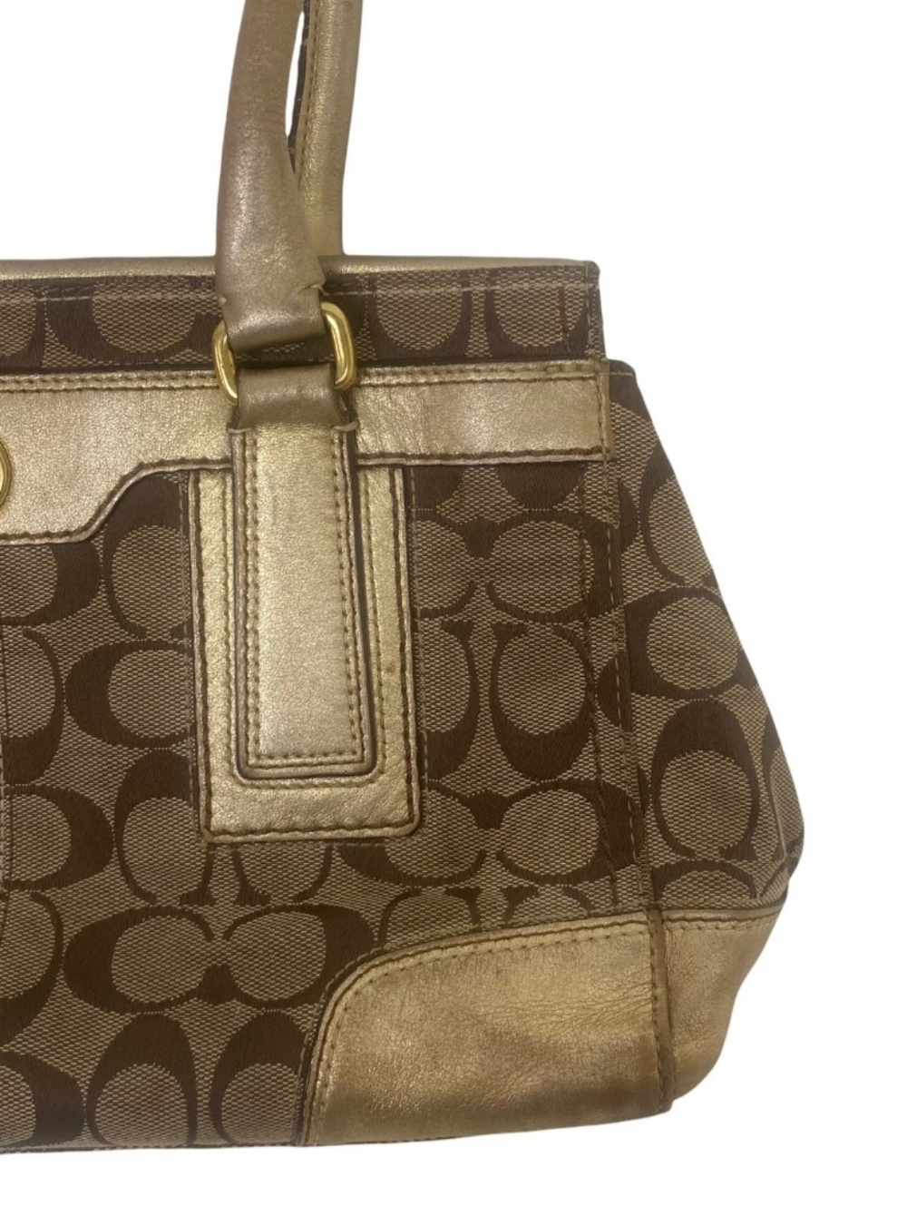 Coach Hampton Signature Jacquard Tote with Metallic Trim - Picture 2 of 9